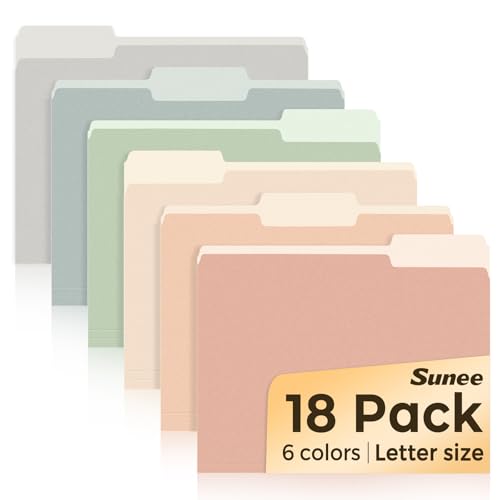 Minimalist SUNEE File Folders, 18 Pack Manilla Folders Essentials