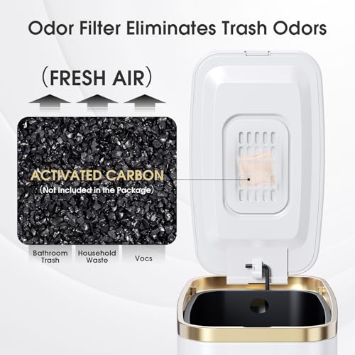 CEROELDA Small Bathroom Trash Can with Lid Soft Close-5L/1.3 Essentials