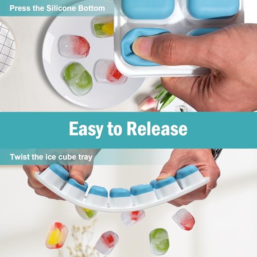 Classic 3 Pack Ice Cube Trays with Lid for Freezer,