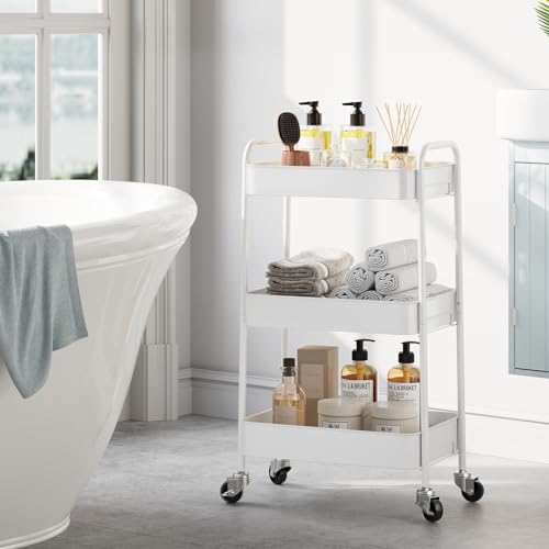 Modern TOOLF 3-Tier Rolling Cart - Metal Utility Storage